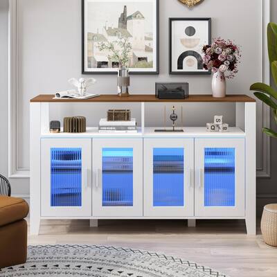 Buffet Sideboard with Glass Door and Shelf
