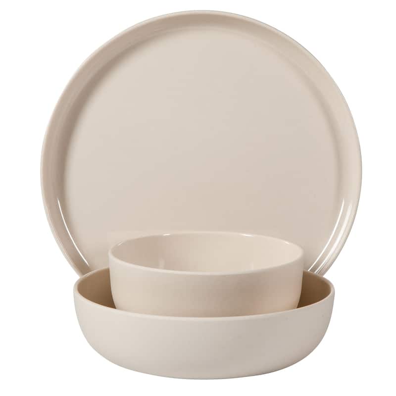 Gibson Home Candy Skies 12 Piece Unbreakable Wheat Straw Melamine Plates and Bowls Dinnerware Set