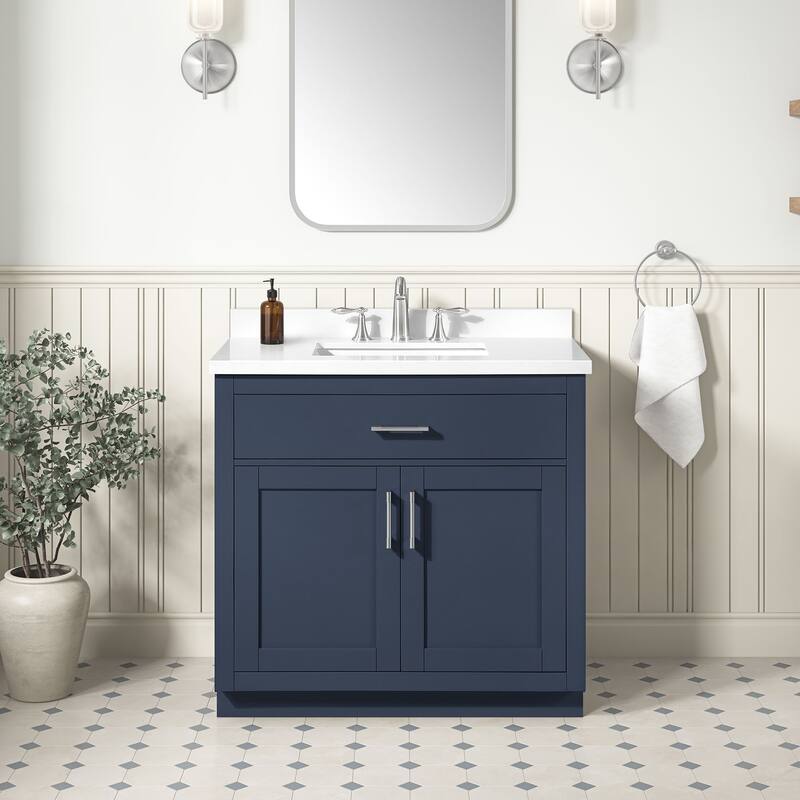 OVE Decors Bailey Bathroom Vanity with Power Bar - 36" - Midnight Blue