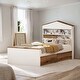 preview thumbnail 1 of 13, Kids House-Shaped Wooden Bed with Storage Shelf and 2 Storage Drawers Brown White