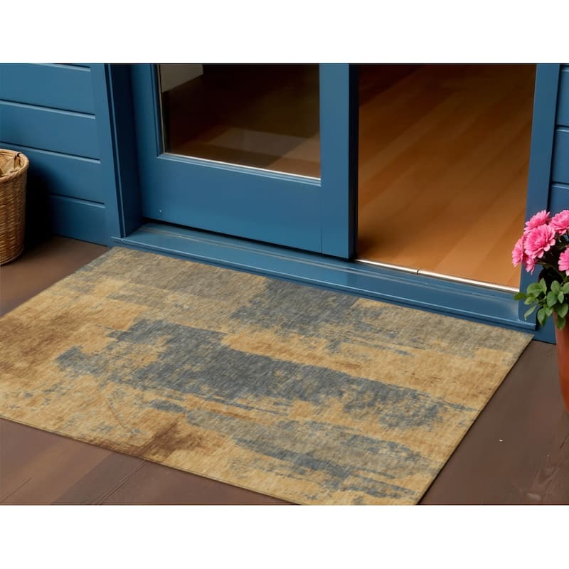 HomeRoots Abstract Transitional Rectangle Outdoor Rug - 3' x 5'