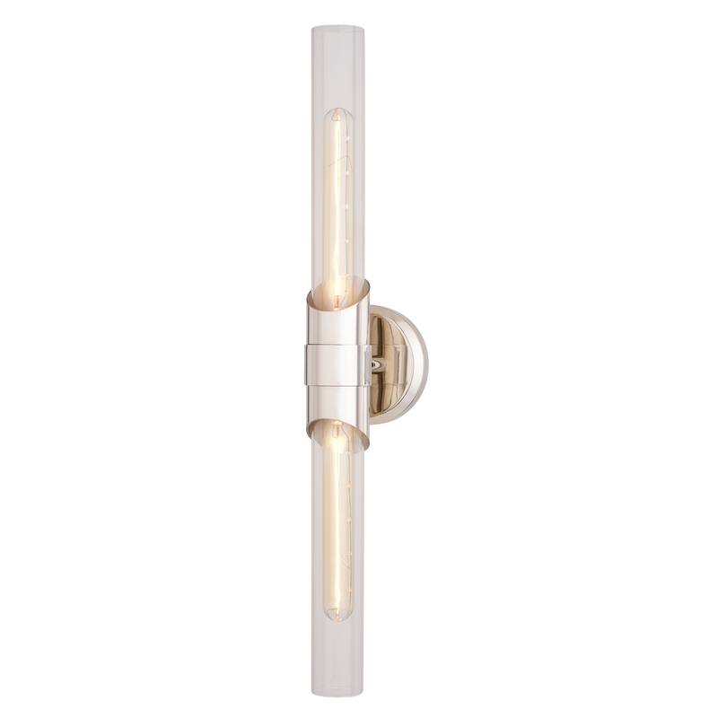 Webster 2 Light LED Compatible Contemporary Bathroom Vanity Wall Sconce Fixture Clear Glass