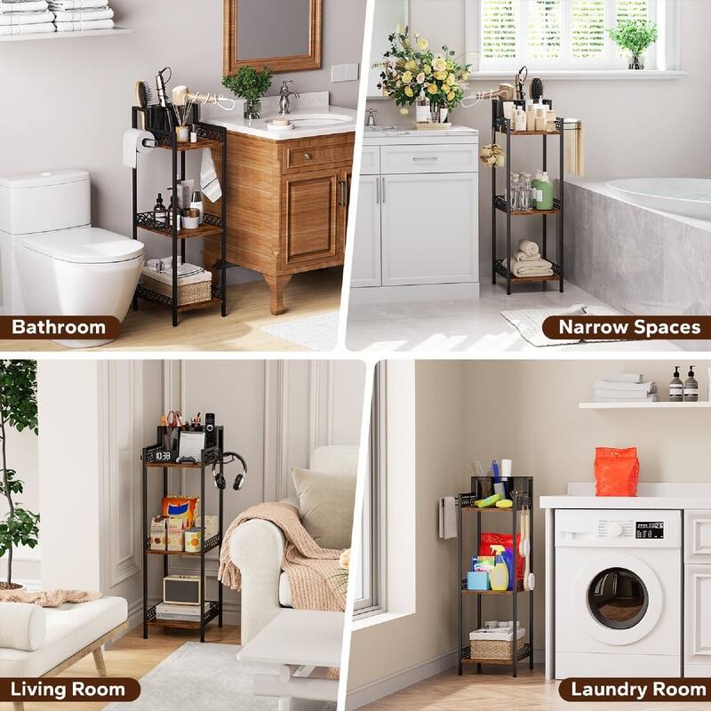 3-Tier Bathroom Shelf Organizer - 11.42"D x 9.85"W x 32.68"H