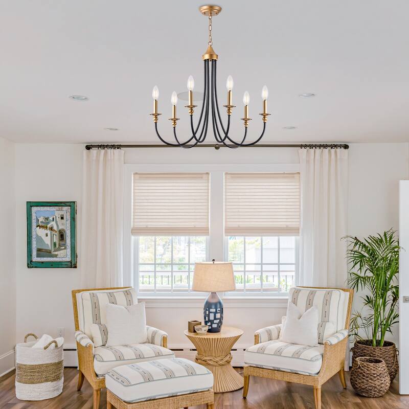 6-Light Farmhouse Antique Candlestick Dining Room Chandelier Fixture