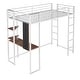 preview thumbnail 17 of 18, Twin Metal Loft Bed with Shelves and Desk, White