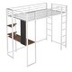 preview thumbnail 17 of 18, White Twin Size Metal Loft Bed with Ladder, Fence, 2 Shelves and Desk for Bedroom