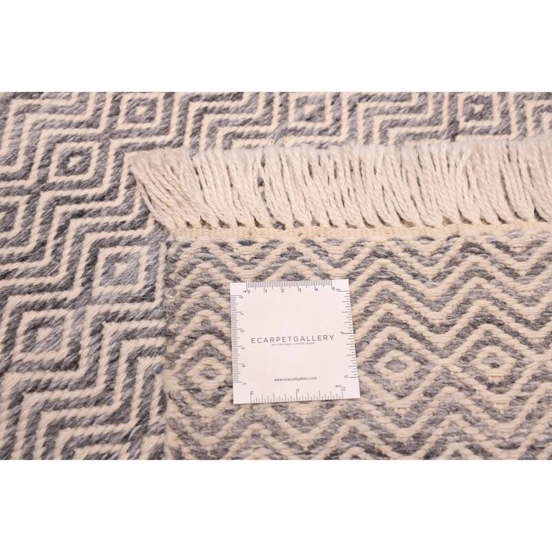 ECARPETGALLERY Flat-Weave Nevada Grey Wool Kilim - 5'1 x 7'4