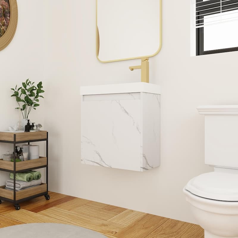 BNK 20"/24"/30" Single Sink Bathroom Vanity with Soft Close Door or Right Side Shelves, Modern Floating Vanity