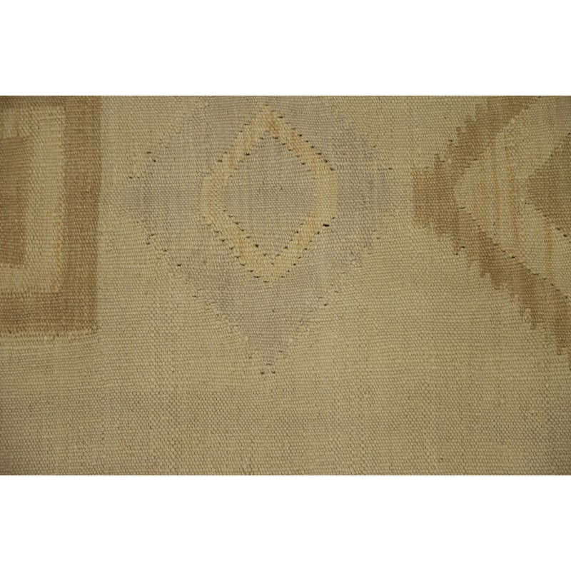 Hand Woven Oriental 100% Wool Carpet Southwestern Tribal Beige & Ivories Kilim Area Rug - 8' 5'' X 5' 11''
