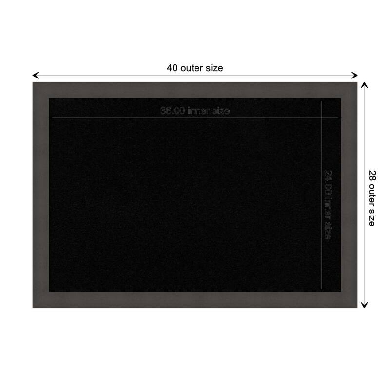 Blaine Light Pewter Narrow Framed Black Corkboard Bulletin Board - Board Size 36x24