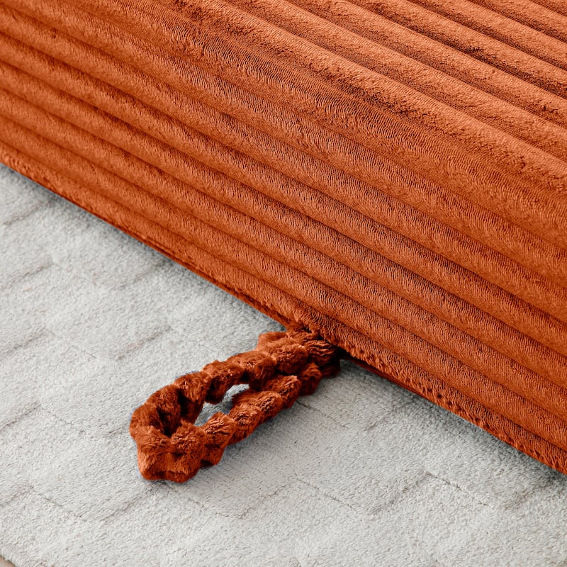 Memory Foam Cloud Loveseat, 2-in-1 Convertible Corduroy Folding Couch Bed, No-Assembly Floor Sofa with Storage Pockets