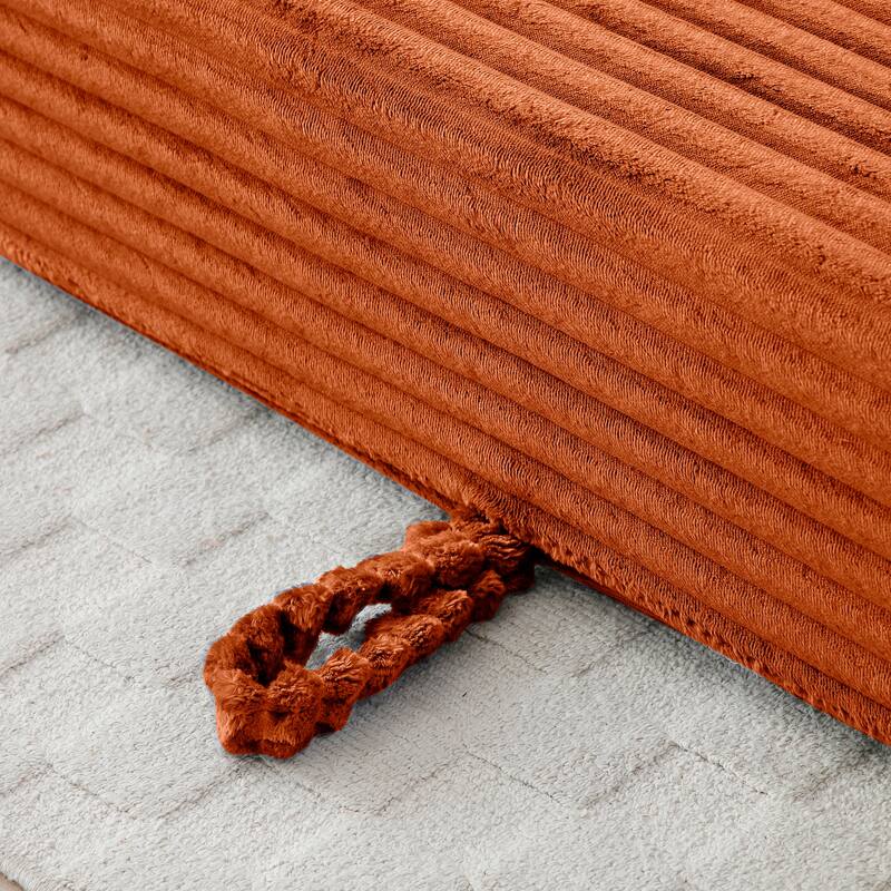 Orange Floor Sofa Couch Convertible Sofa Bed with Storage Pockets, Boneless Pull-Out Sofa Bed for Living Room