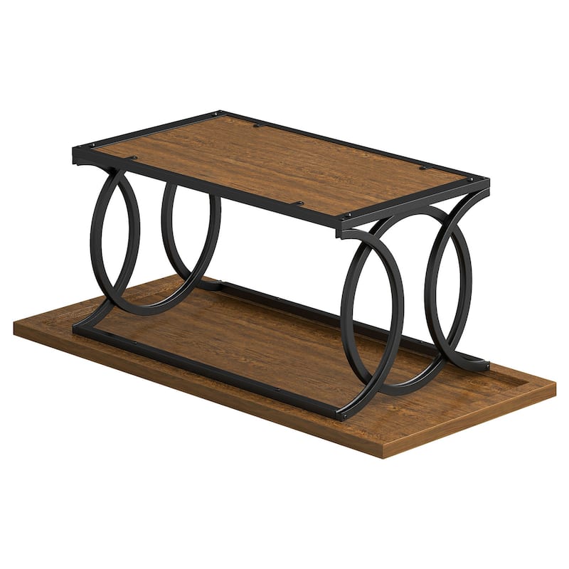 41.7-inch 2-Tier Rectangle Wood Coffee Table for Living Room - 41.7"L x 21.7"W x 17.7"H