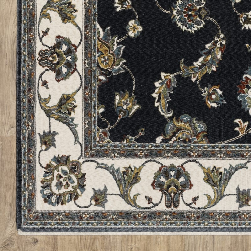 Style Haven Victoria Bordered Traditional Navy/ Ivory Area Rug