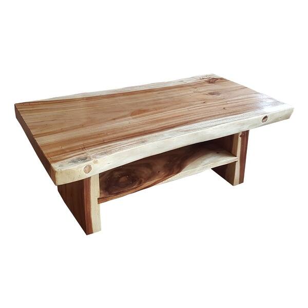 slide 2 of 5, Chic Teak Suar Live Edge Slab Coffee Table With Shelf