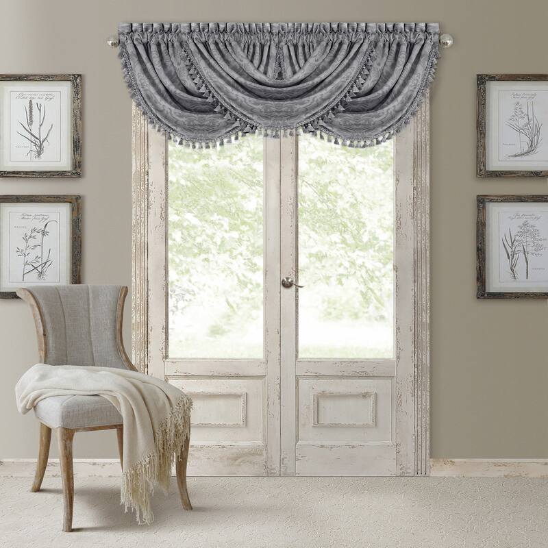 Elrene Antonia Blackout Rod Pocket/Back Tab Window Valance - Silver