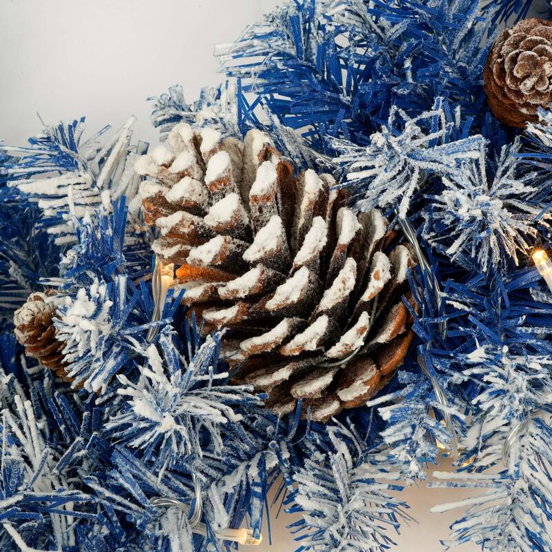 Pre-lit Xmas Tree Artificial Christmas 4-Piece Set in Blue
