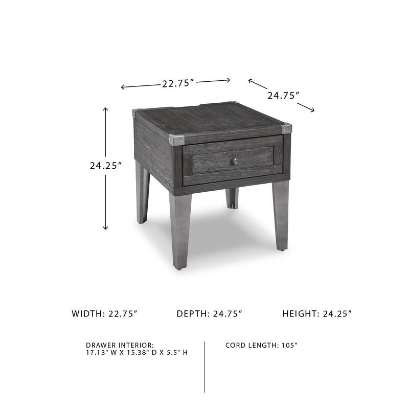 Todoe Contemporary Dark Gray Rectangular End Table