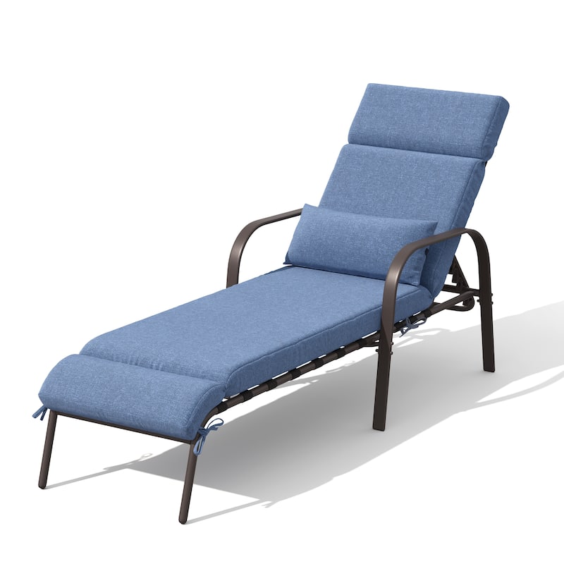 Outdoor Adjustable Patio Chaise Lounge Chair with Cushion Beach Poolside