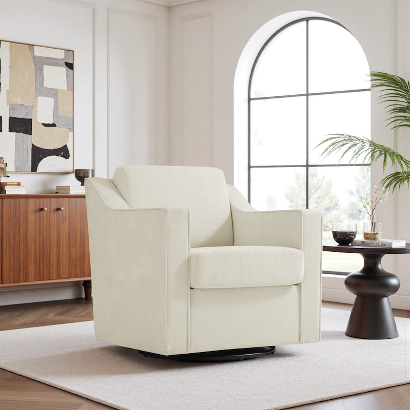 Modern 30.5" W Swivel Armchair Accent chair - CHENILLE EIGE