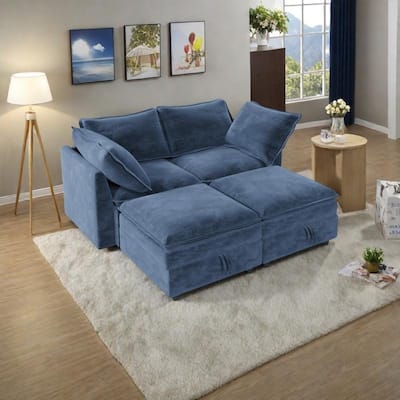 67" Chenille Modular 4-Piece Sectional Sofa with Under-Seat Storage, 4-Seater and Sturdy Plywood Frame