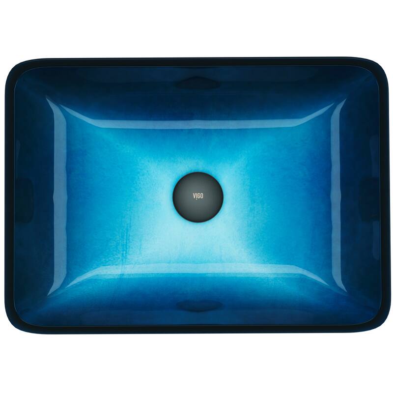 VIGO Donatello 18"L x 13"W x 4"H Glass Rectangular Vessel Bathroom Sink