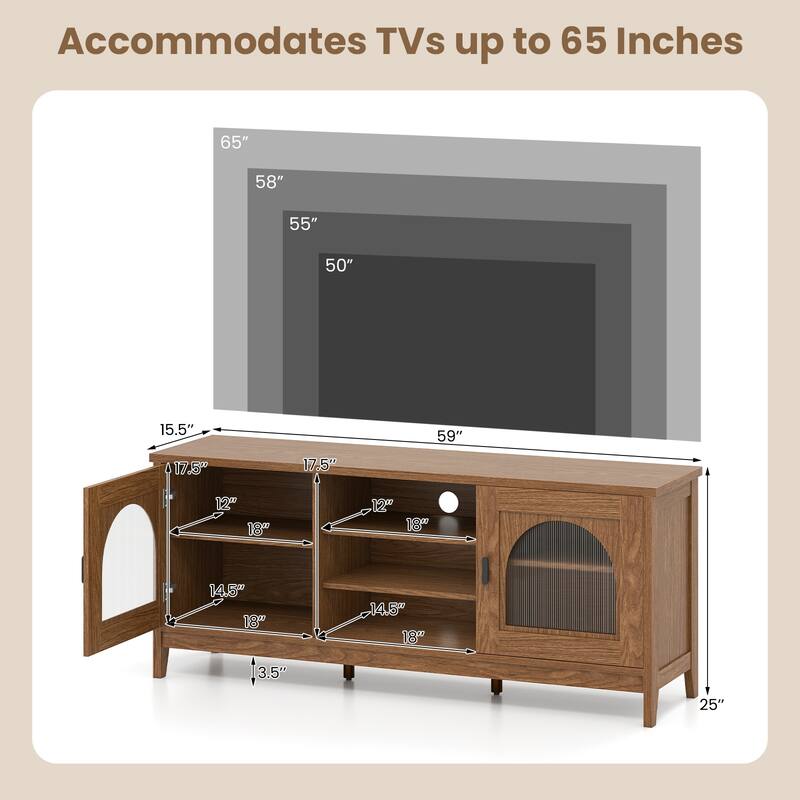 Gymax Farmhouse TV Stand for TVs up to 65'' Modern Vintage TV Cabinet