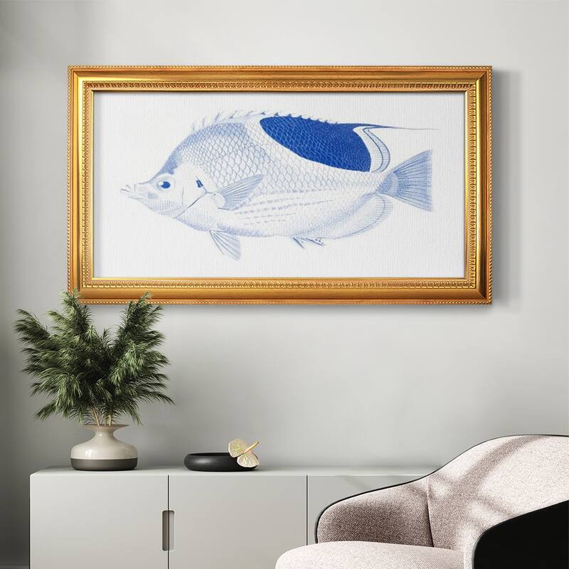 Blue & White Tropical Fish I Premium Framed Canvas- Ready to Hang