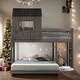 preview thumbnail 2 of 10, Wooden Twin Over Full Bunk Bed Loft Bed With Playhouse,Ladder and Guardrails