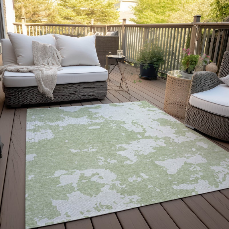 Machine Washable Indoor/ Outdoor Chantille Abstract Rug