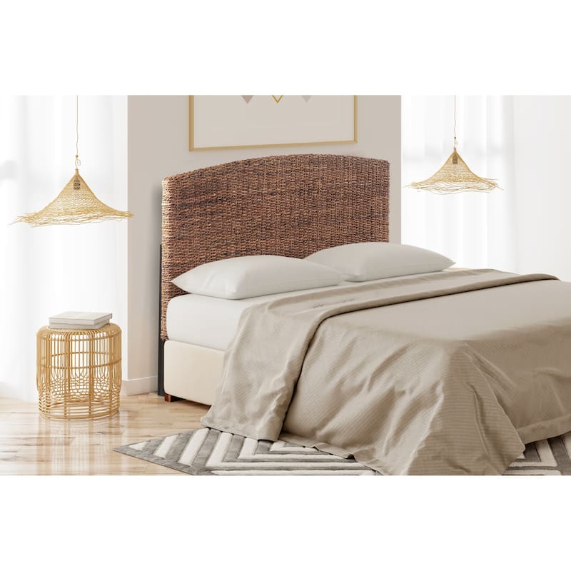 Nusa Woven Banana Leaf Headboard - Mahogany - Queen