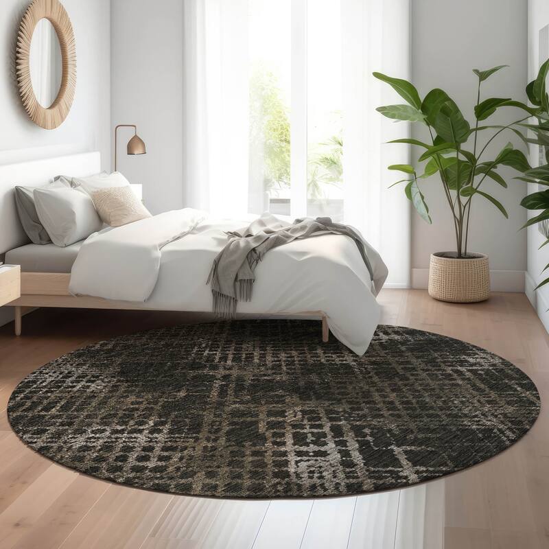 Premium Washable Super Soft Modern Trellis Mayfield Rug - Fudge - 8' x 8' - Round