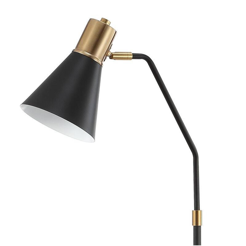 Simon 61" Modern Metal LED Task Floor Lamp, Black/Brass Gold by JONATHAN Y