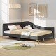preview thumbnail 3 of 5, Rivet-Tufted Platform Bed with Metal Legs and Wood Slats-Full Size