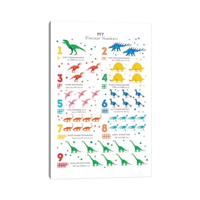iCanvas "Bright Dinosaur Numbers" by PaperPaintPixels Canvas Print