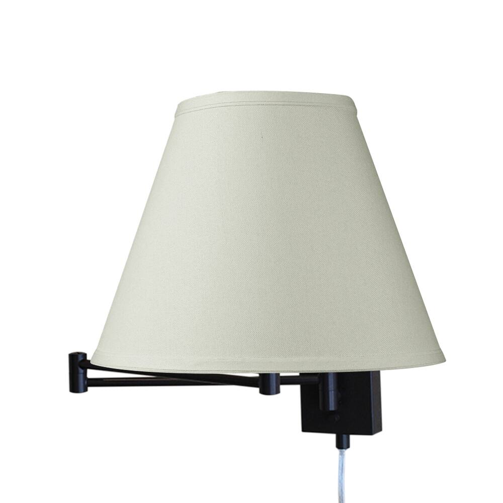 Dimmable Swing Arm Wall Light Bronze Brown Finish with Light Oatmeal Lampshade - N/A