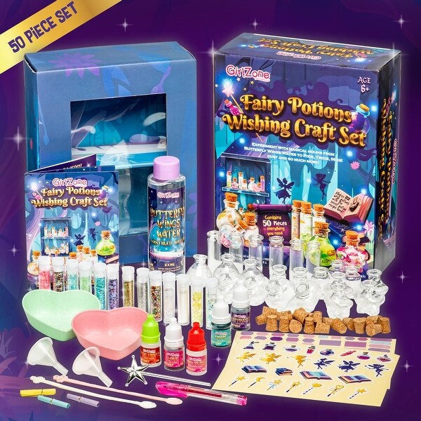 GirlZone Fairy Potions Wishing Craft Set - 50 Magical Piece - Bed