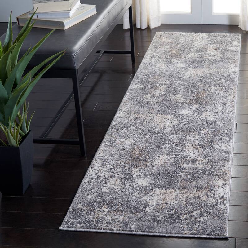 SAFAVIEH Aston Cleopatra Modern Abstract Rug - 2' x 8' Runner - Light Grey/Grey