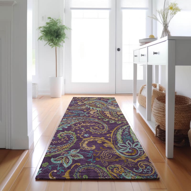 Premium Washable Super Soft Traditional Paisley Mayfield Rug - Purple - 2' 3" x 7' 6" - Runner