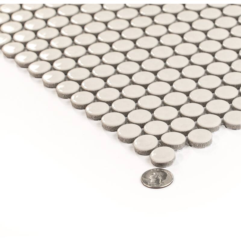 Apollo tile 12" x 12" Cirkel Glossy Ivory Beige Porcelain Tile (9.87 sq ft/case) - 10 Pack
