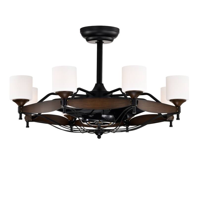 Classic Ceiling Fan Light with Lighting and 6 Speed Settings, Reversible DC Motor for Bedroom and Living Room