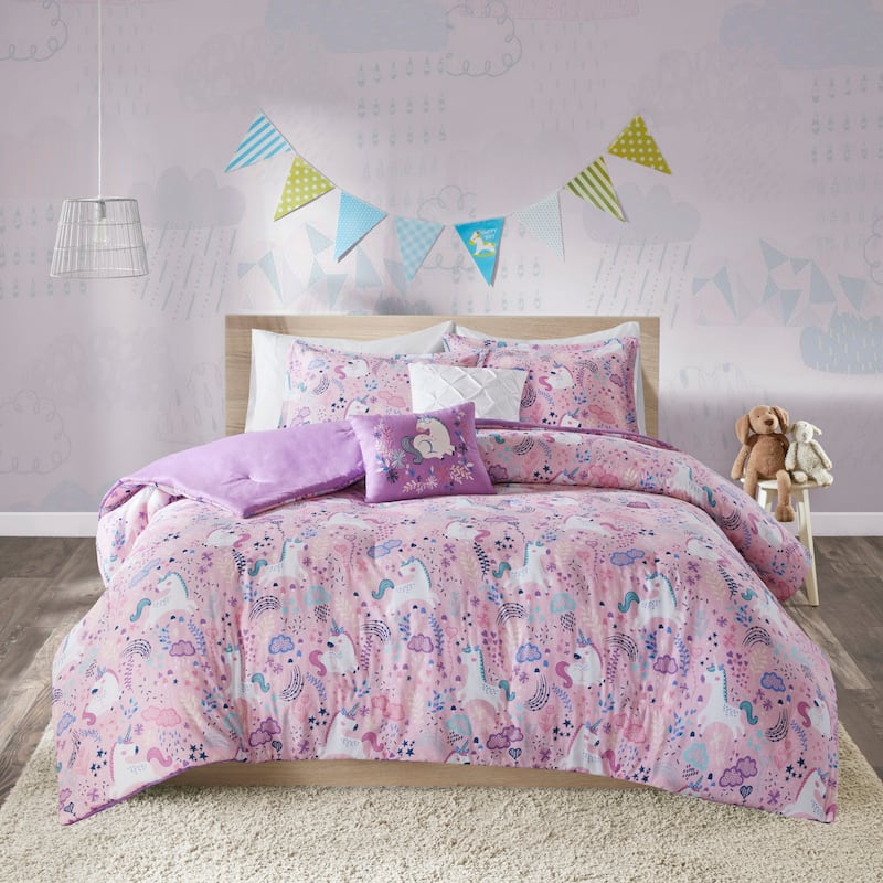 Intelligent Design Kids Ella Unicorn Cotton Comforter Set - Pink - Twin - Twin XL