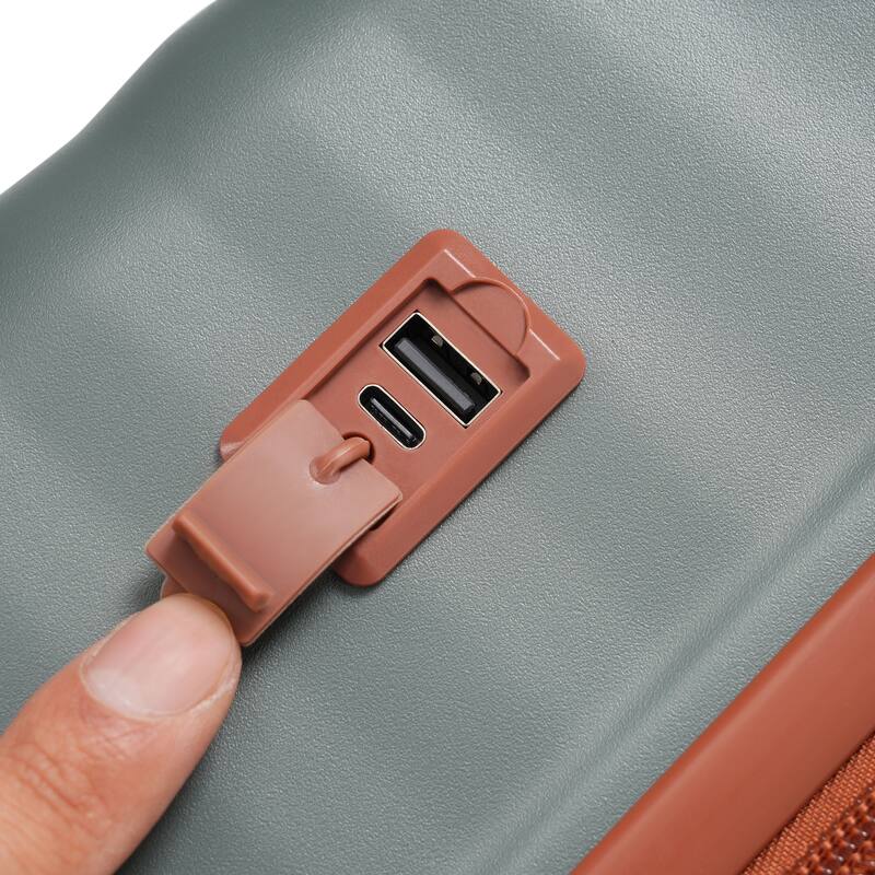 Luggage Sets 5 Piece with Front Opening, Hardside Expandable Carry on Suitcase with Spinner Wheels TSA Lock USB Port Cup Holder