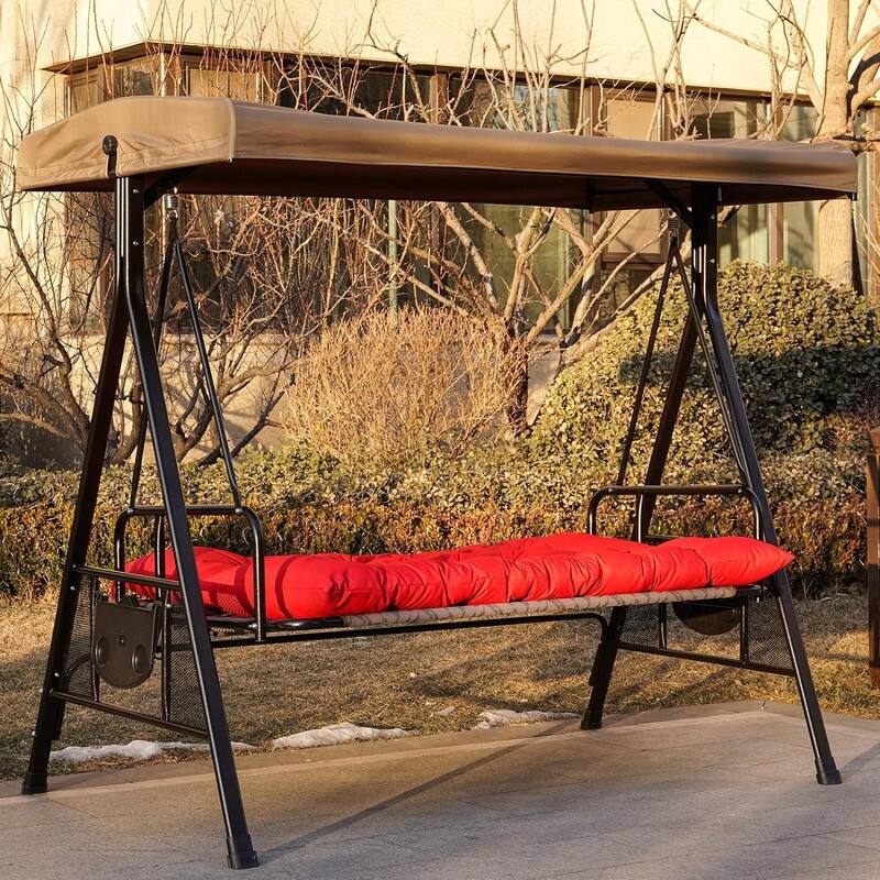 Outdoor Swing Cushions Replacement, Outdoor Thickened Bench Cushion with Ties for Porch,Patio,Backyard,Garden
