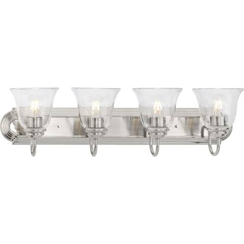 Four-Light Brushed Nickel Transitional Bath and Vanity Light with Clear Glass for Bathroom - Large