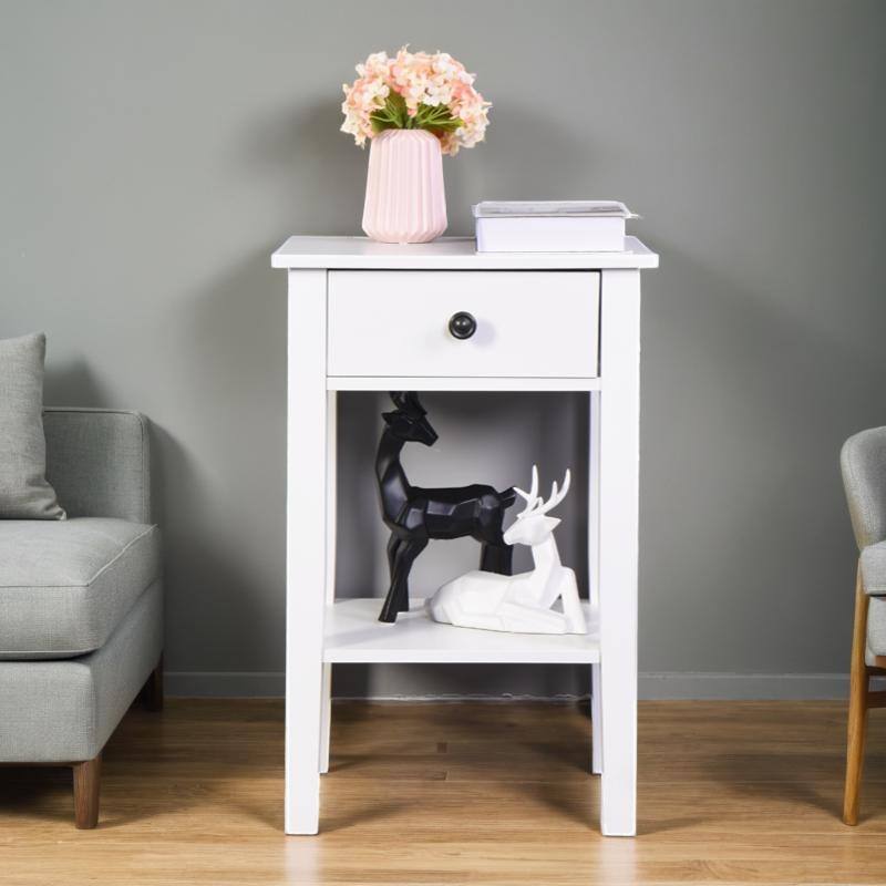 Side table Nightstand coffee table, nightstand sofa side table - White