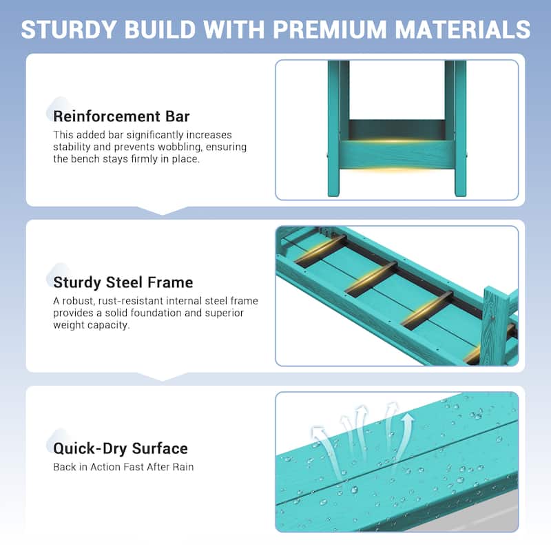 6-Piece HDPE Outdoor Dining Table Sets with Umbrella Hole - 1-Table 4-Chairs-1-Bench