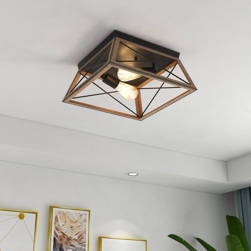 2 Light Farmhouse Flush Mount Ceiling Light