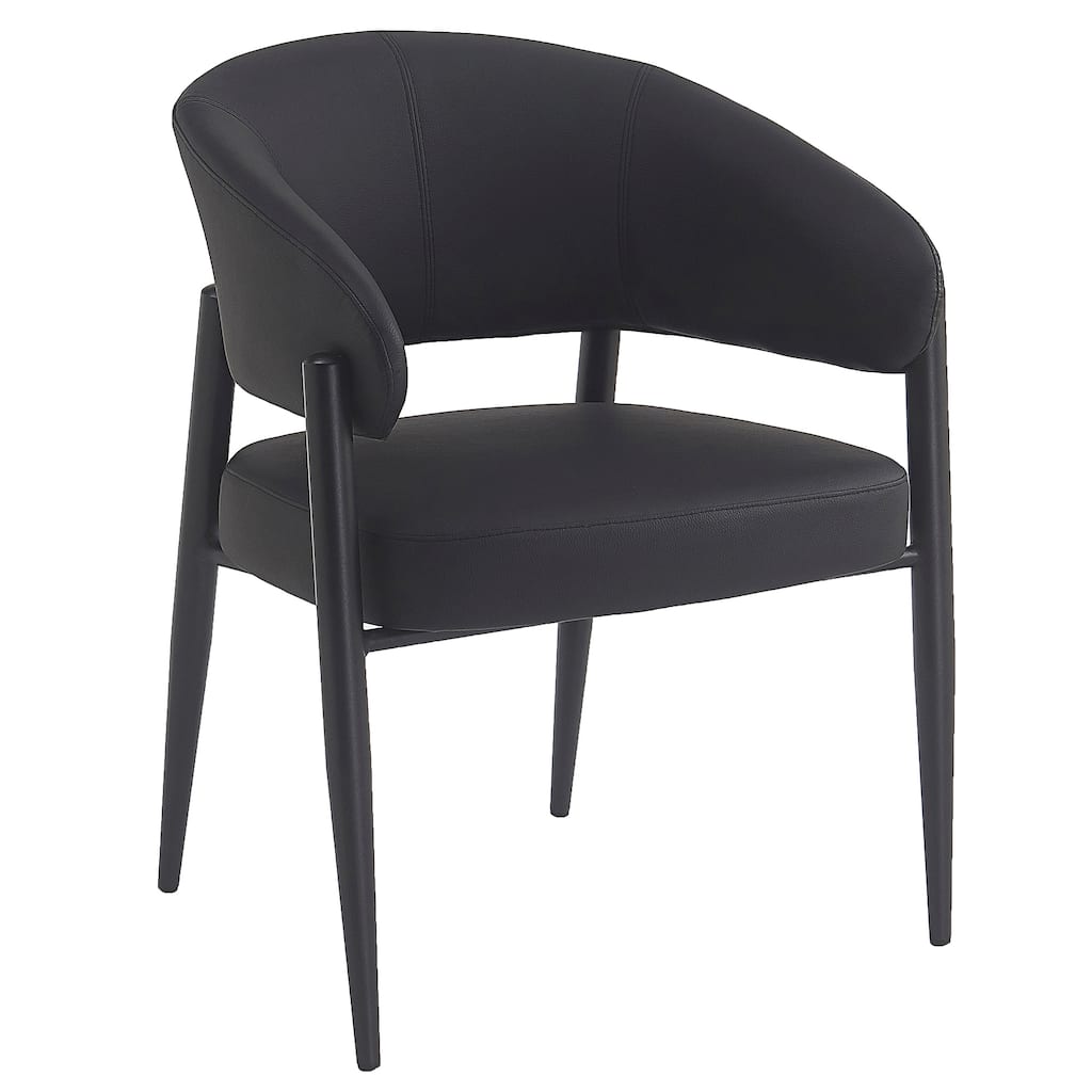 Modern Faux Leather and Metal Dining Chair, Set of 2