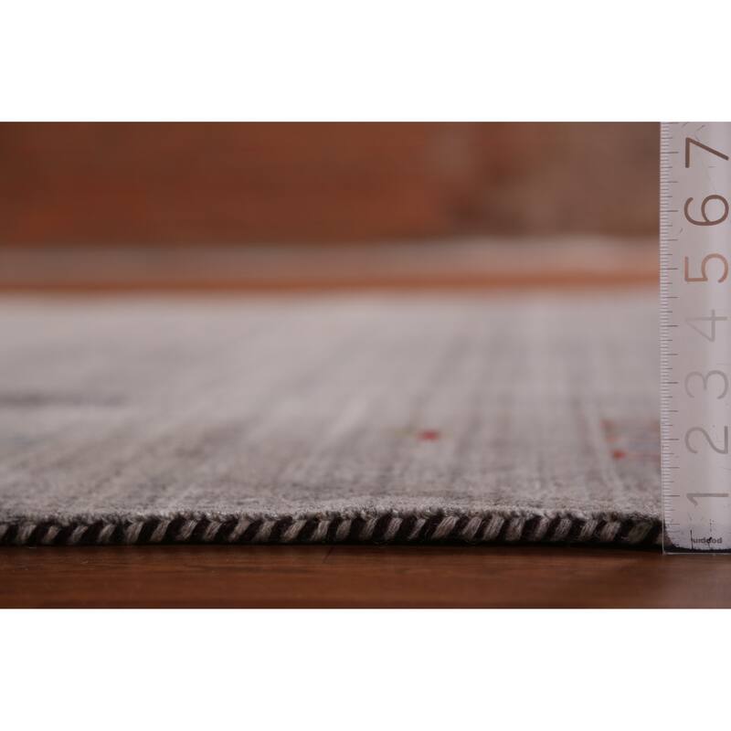 Hand Knotted Oriental 100% Wool Carpet Tribal Animal Pictorial Greys & Charcoal Gabbeh Area Rug - 9' 10'' X 7' 10''